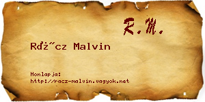 Rácz Malvin névjegykártya